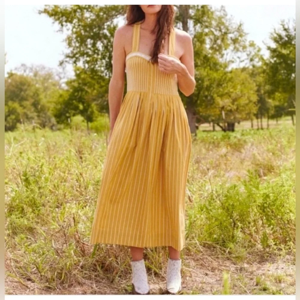 The Great Larel Yellow Striped Maxi Dress Size 2 Pockets - Picture 2 of 16